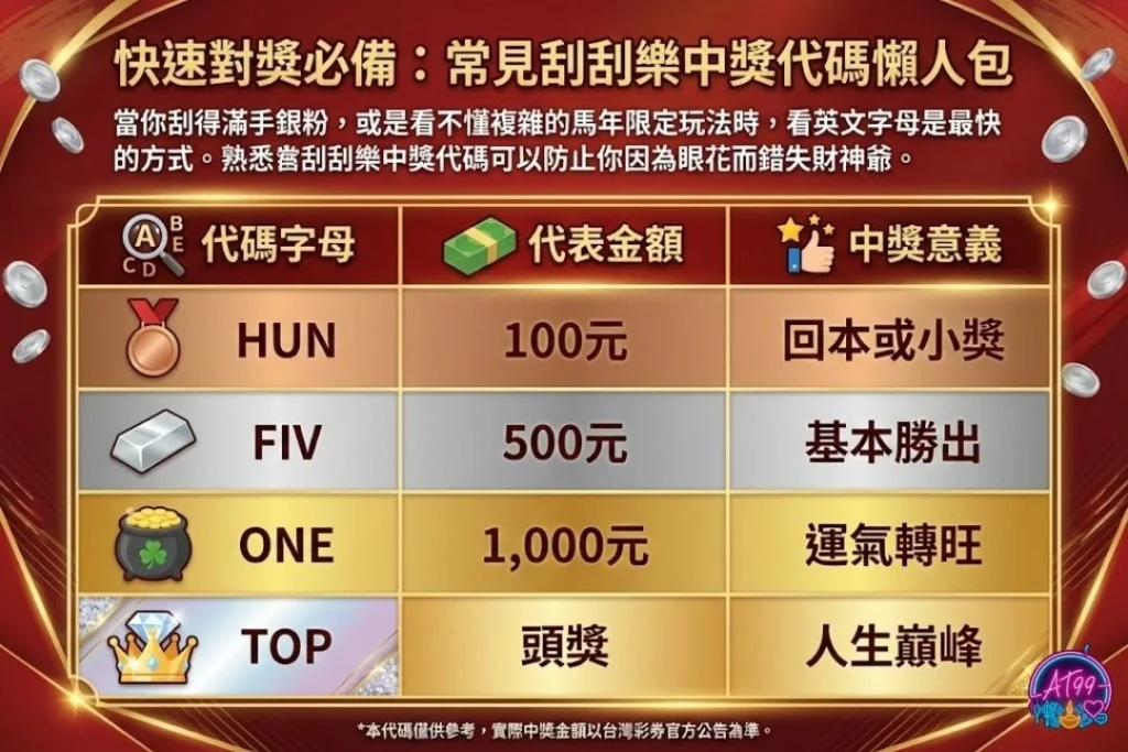 刮刮樂中獎代碼